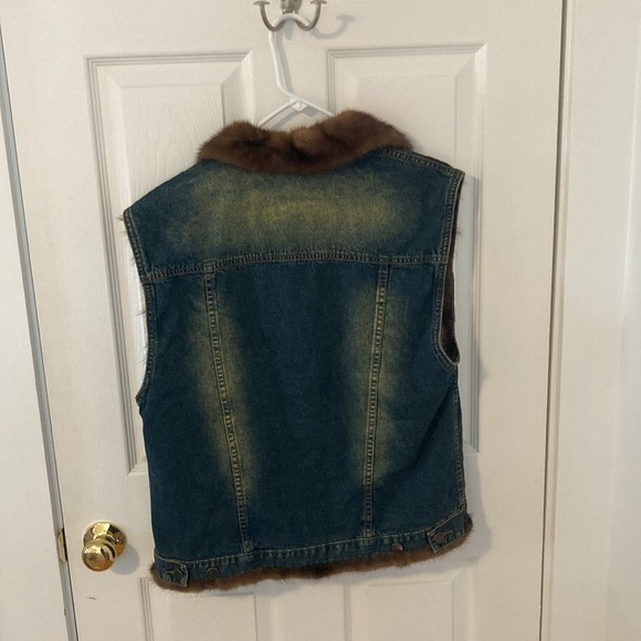 Tendler Denim Mink Lined Vest - Picture 2 of 12